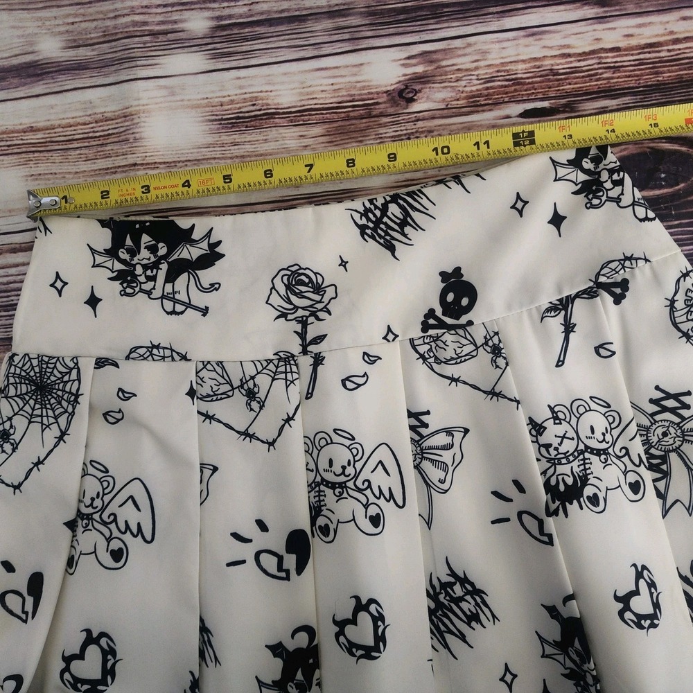 Romwe pleated mini skirt Cute Goth Mall Witchy Kawaii School Girl Punk White - Picture 9 of 12